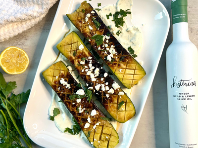 Zucchini with Greek Yogurt Garlic & Lemon Sauce