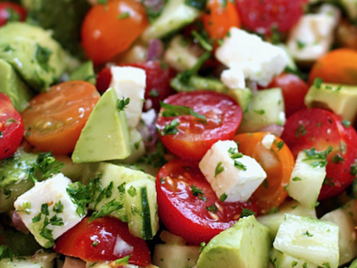 Avocado Salad with Tomatoes, Cucumber, and Feta