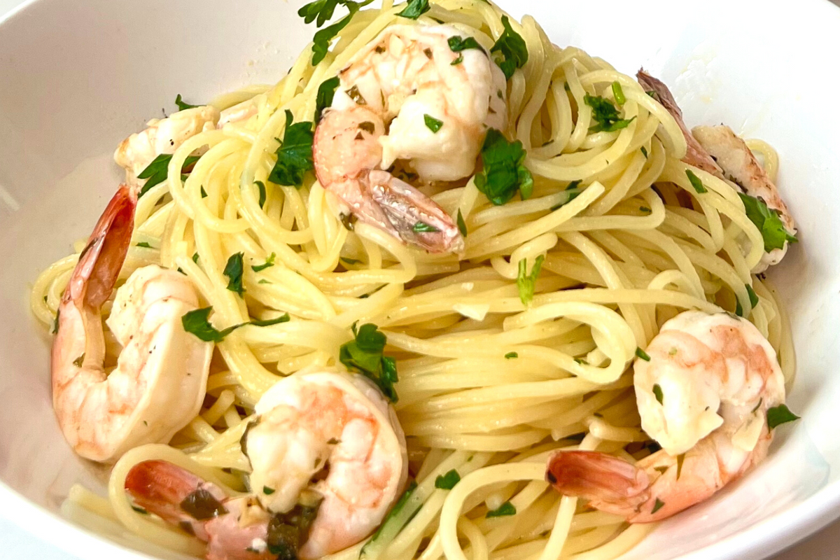 Spicy Shrimp and Spaghetti Aglio Olio Kosterina