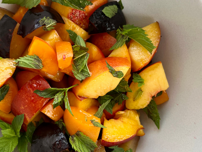 Summer Stone Fruit Salad with Mint & Crushed Tangerine Vinegar