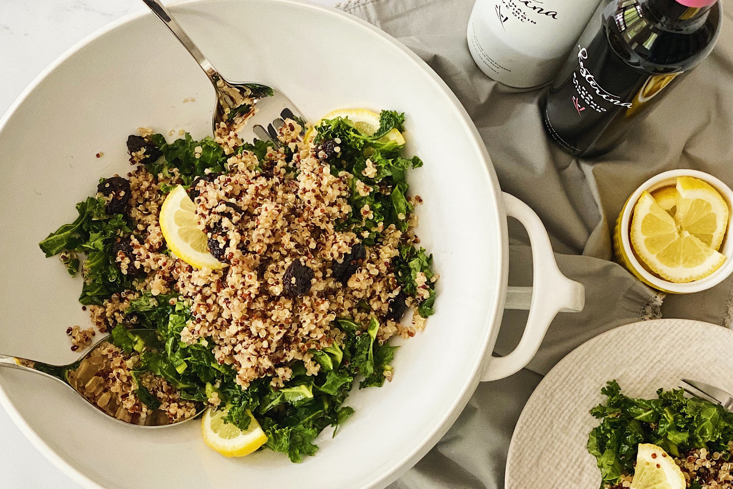 Fresh Kale, Dried Cherry and Quinoa Salad