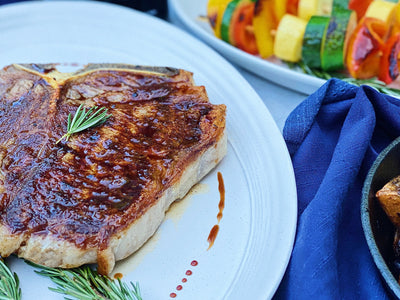 Porterhouse Steak with Dark Chocolate Balsamic Vinegar