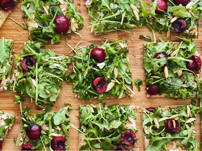 Kosterina + Monty’s Cherry Arugula Pizza