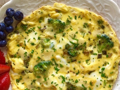 Vegetable Frittata with Leeks, Broccoli, and Sharp Cheddar Cheese