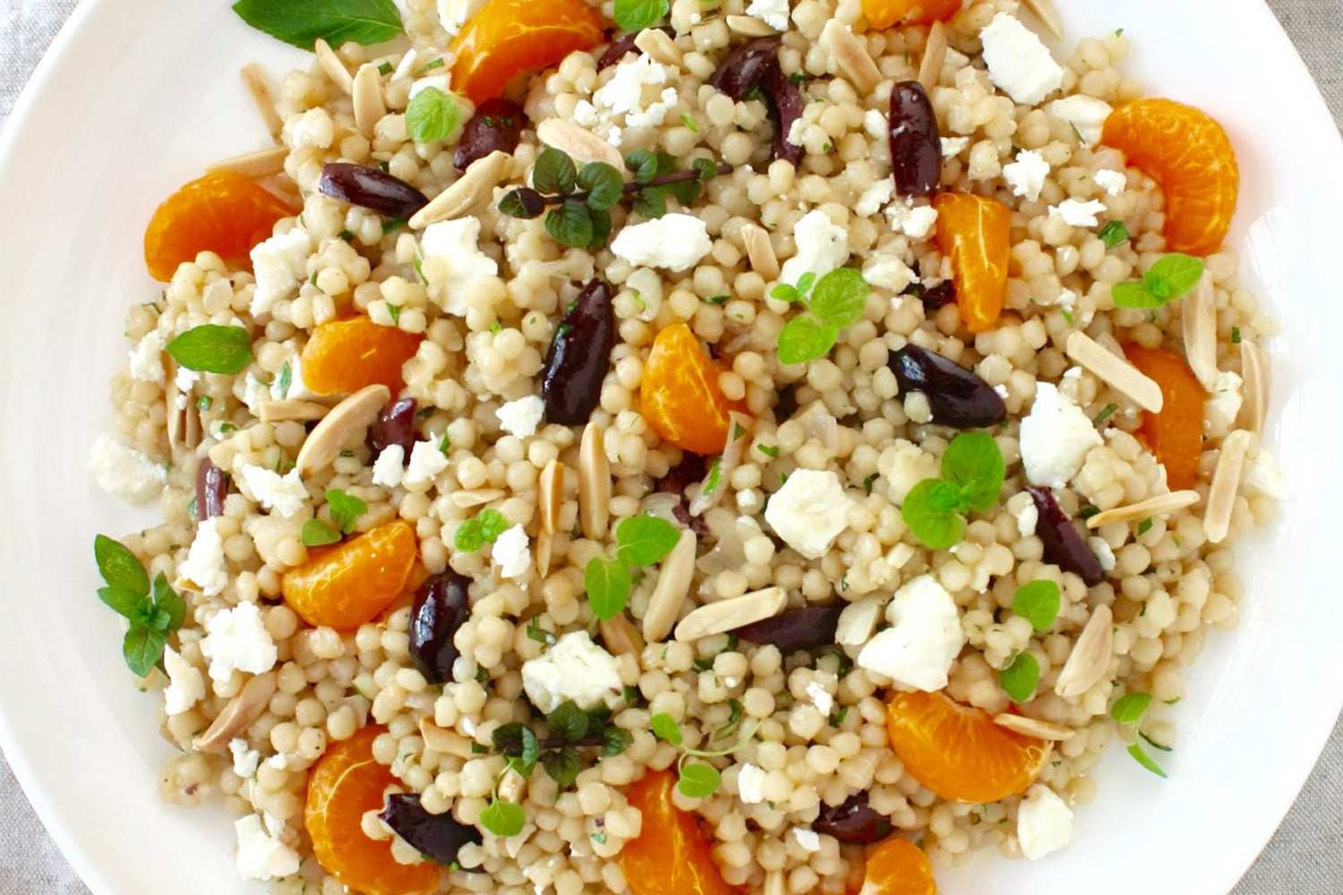 Pearl Couscous Salad with Feta, Olives and Fresh Herbs