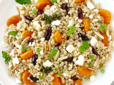 Pearl Couscous Salad with Feta, Olives and Fresh Herbs