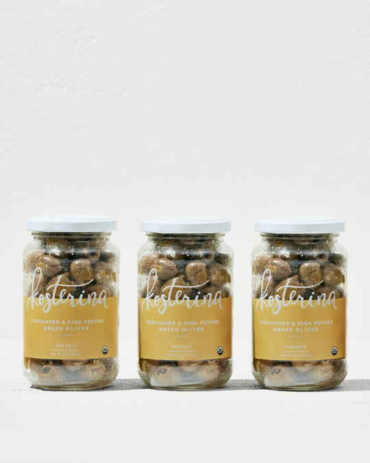 Coriander and Pink Pepper Green Olives