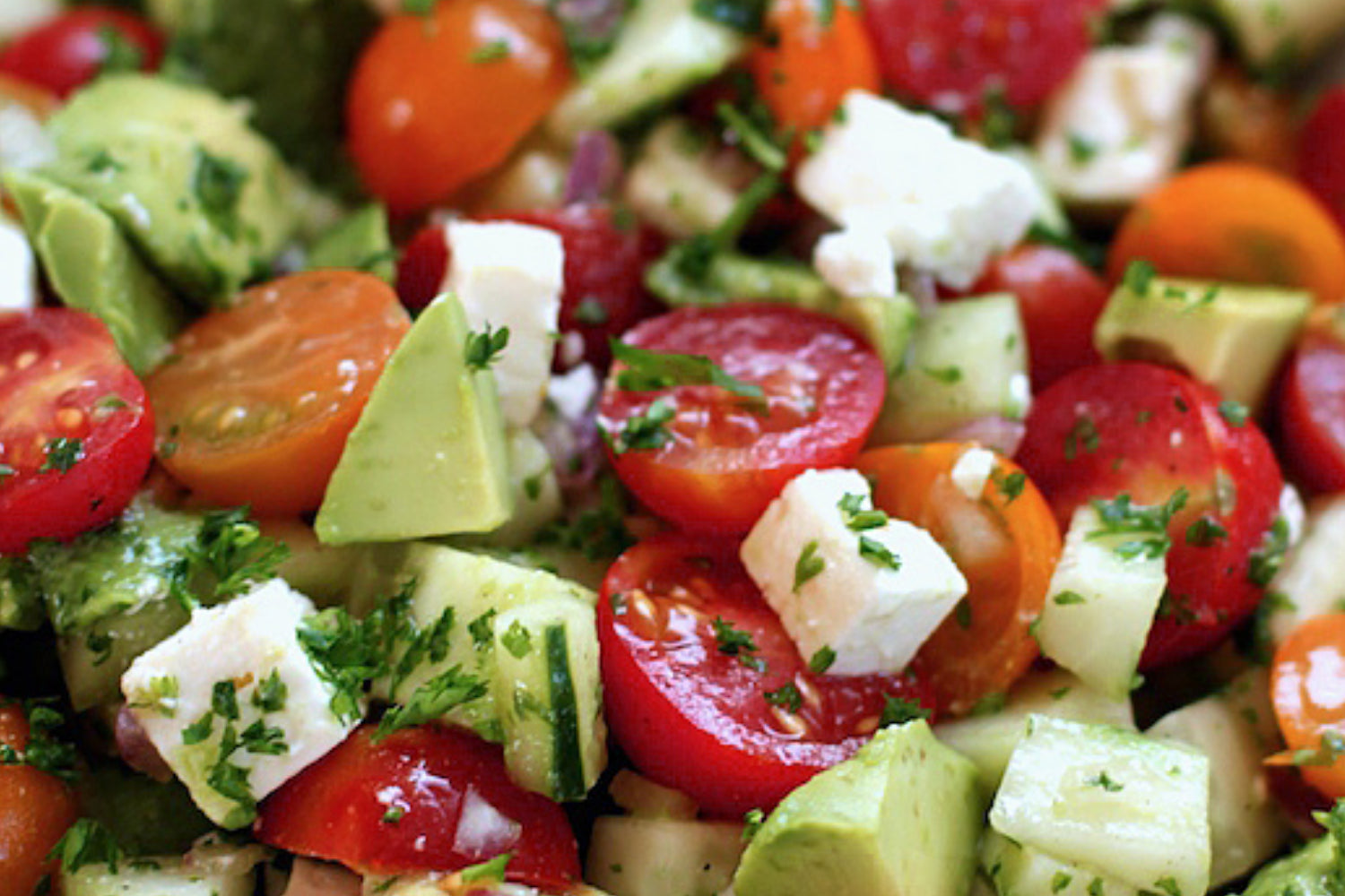 Avocado Salad with Tomatoes, Cucumber, and Feta