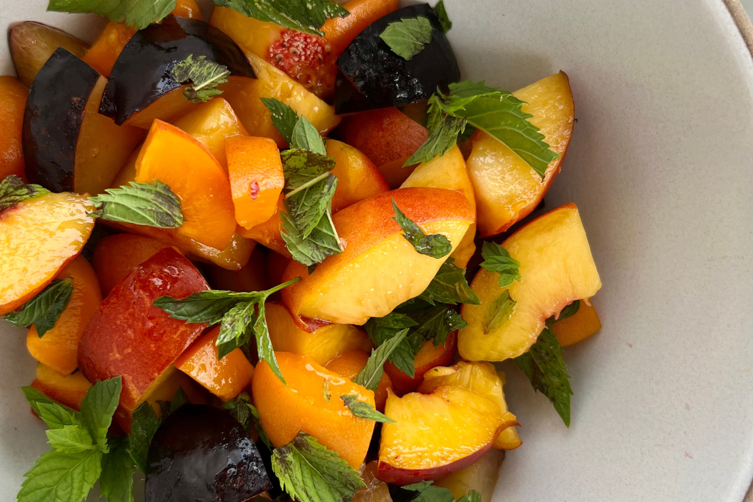 Summer Stone Fruit Salad with Mint & Crushed Tangerine Vinegar