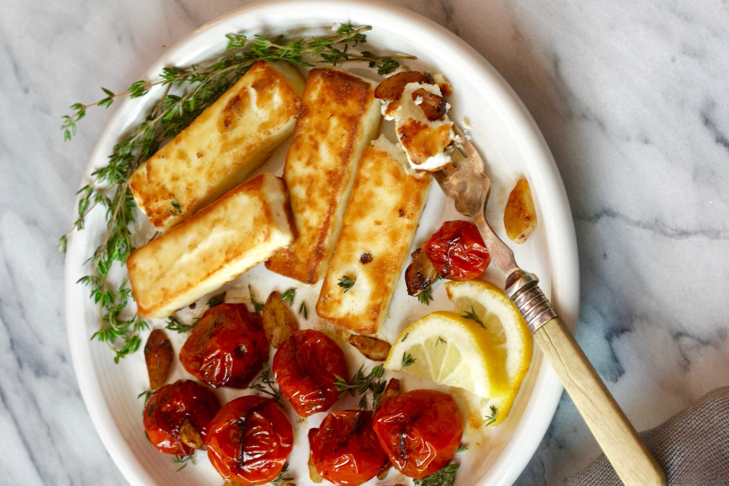 Halloumi Cheese Saganaki with Blistered Tomatoes