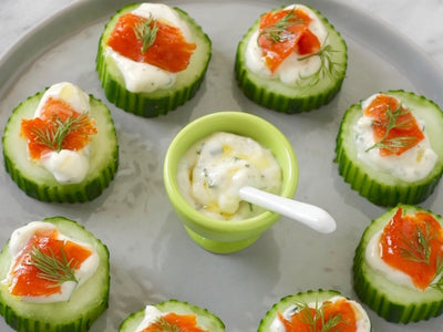 Smoked Salmon & Cucumber Bites with Cool Buttermilk Sauce