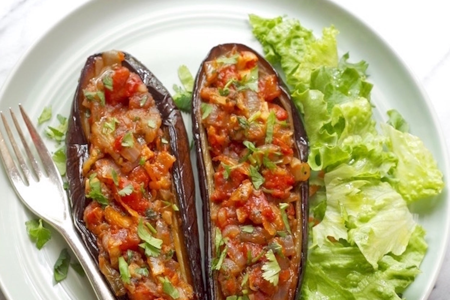 Stuffed Roasted Eggplants (Vegetarian)