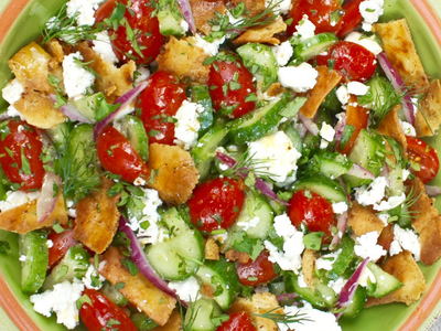 Mediterranean Salad with Toasted Pita