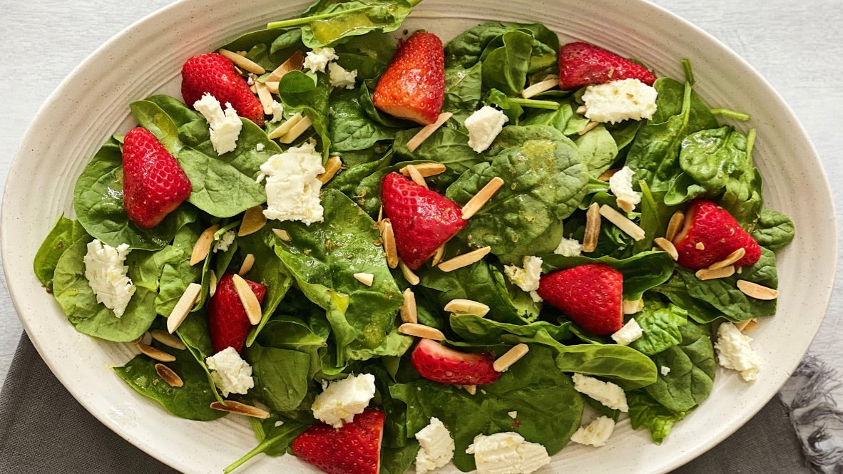 Spinach Salad with Goat Cheese & Strawberries