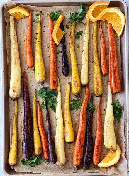 Roasted Rainbow Carrots with Orange Vinagrette – Kosterina